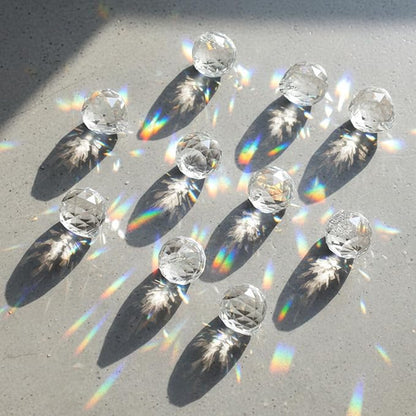 48pcs 20mm Clear Crystal Ball Prism with 48 Rings, Sun Shine Catcher Rainbow Pendants Maker Hanging Crystals Chandeliers Prisms for Windows Gift