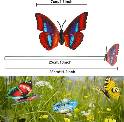 Augshy Butterfly Decorations, 75 Pcs Butterfly Stakes PVC Waterproof Decorative Colorfuli Garden Stakes for Indoor/Outdoor Christmas Yard Decor
