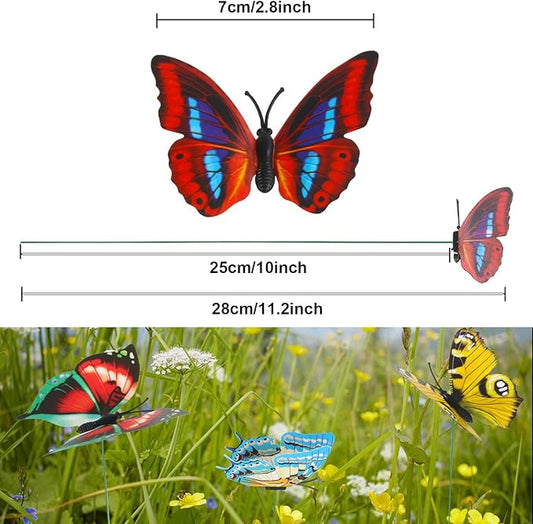 Augshy Butterfly Decorations, 75 Pcs Butterfly Stakes PVC Waterproof Decorative Colorfuli Garden Stakes for Indoor/Outdoor Christmas Yard Decor