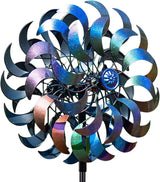 Wind Spinners Outdoor,64.2Inch 360°Rotating Crescent Windmill for Yard, Garden Wind Spinner with Blue Green Purple Gradient Blades, Weatherproof Metal Garden Decor