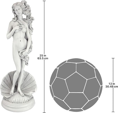 Design Toscano Birth of Venus, Roman Patroness of Love Indoor/Outdoor Garden Statue, 25 inches tall, Cast Stone Resin, Antique Stone Finish