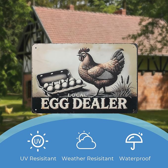 Funny Tin Signs Chicken Coop Decor Outdoor Vintage Rooster Gifts Yard-signs Decorative Signage For Farm and Garden 8×12 inches (I)