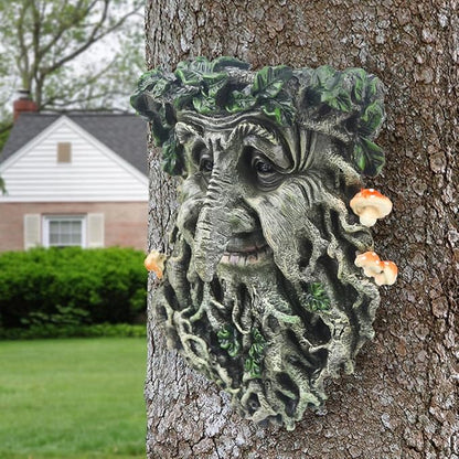 Tree Face Garden Statues Outdoor Decorations, Whimsical Old Man Face for Tree Huggers Sculptures Flower Pot Garden Decorations Yard Art, 9" x 6.5" x 3.5"