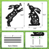 Easter Decorations Outdoor,2 Pack Metal Silhouette Bunny Garden Decor,Rabbit Yard Art Stakes for Yard,Lawn,Patio,Easter Gifts for Women