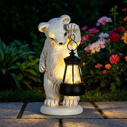 mocosa Solar Garden Statues Bear and LED Lights Birthday Gifts for Women Mom Grandma Solar Outdoor Cat Decor for Outside,Outdoor Solar Lights for Yard, Garden and Patio, Unique Gift for Women