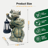 Solar Garden Outdoor Statues Lantern Figurines Light Decorations for Outdoor Patio Balcony Yard Lawn, Ideal Gifts for Mom Friends (Bronze -Dragon)