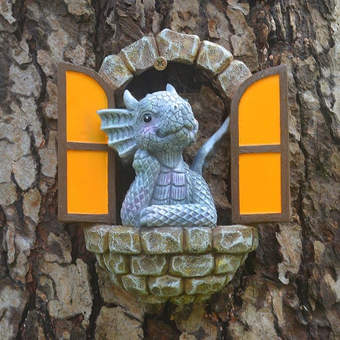 YWHWXB Garden Dragon Resin Sculpture,Lovely Outdoor Sculpture Ornaments,Garden Dragon Decor Statue for Home Patio Courtyard Lawn Decoration