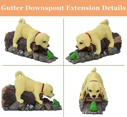 Real Dog Gutter Downspout Extender Statue, Garden Animal Decor Gutter Extension, Splash Block, Eco-Friendly Resin, Outdoor Decor Sculpture, Gutter Diverter Rain Perfect for 3"x4" Downspout
