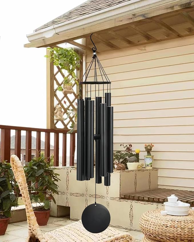 Large Wind Chimes Outdoors Deep Tone, in Memory of Loved One Wind Chimes for Outside,Sympathy Chimes Gifts for Mother/Father,Prime/Clearance Memorial Chimes, Metal Chimes Outdoors Garden Décor(Black)