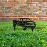 WADORN Pickup Truck Decorative Silhouette Garden Stakes, Metal Truck Car Stakes Statues Ornaments Lovers Gifts Yard Art Black Silhouette Yard Outside Decor for Backyard Patio, 9.8x10.6 Inch