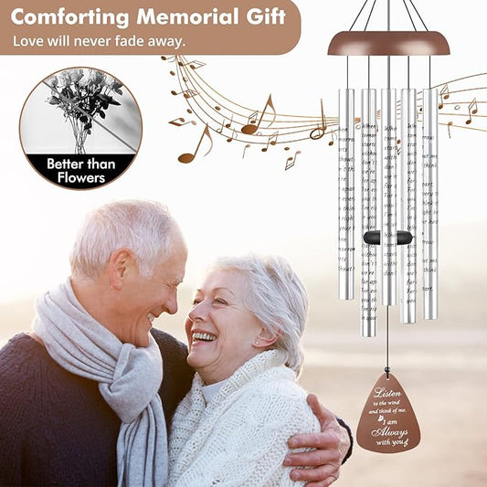 Sympathy Gift Wind Chimes for Outside - Memorial Wind Chimes for Loss of Loved One, Memorial Gifts for Loss of Mother Father, Bereavement Gifts in Memory of Loved One for Condolence Remembrance, Brown