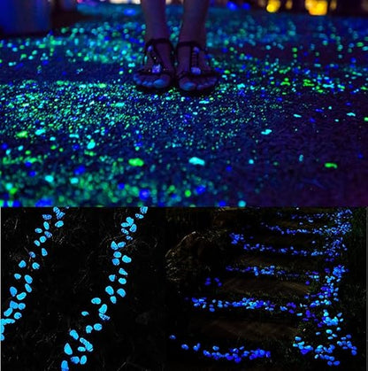 Opps 100 Pcs Glow in The Dark Garden Pebbles for Walkways and Decor in Blue