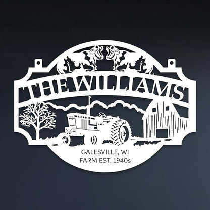 Personalized Metal Farm Sign, Customized Family Name Ranch Sign, Large Last Name Sign for Farmhouse Decoration, Outdoor Farm Wall Art, Welcome Sign, Entrance Gate Sign, Farm Lovers Gift, Garden Decor