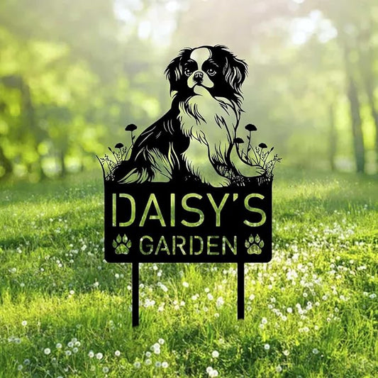 Custom Japanese Chin Dog Metal Memorial Garden Stake Personalized Pet Grave Marker Name Sign Remembrance Stake Decor,Memorial Statue Sign for Garden Outdoor Outside Yard Decor Sympathy Dog Loss.