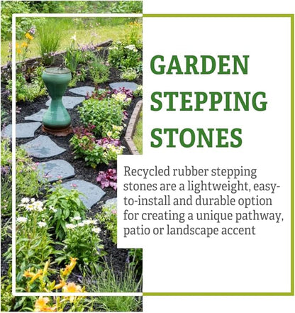 Gardener's Supply Company Flagstone Recycled Rubber Stepping Stone For Garden Walkway | Outdoor Patio Decor & Lawn Pathway Landscaping Stepping Blocks | Eco-Friendly Recycled Rubber - 17"W X 1/2 Thick
