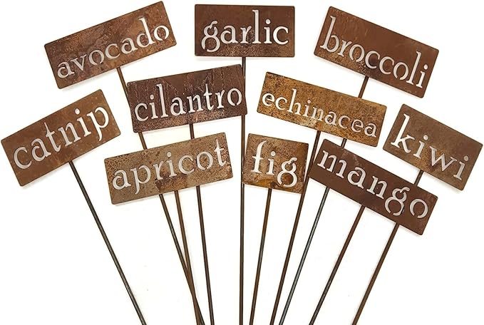 Classic Metal Garden Markers 19 Inches Tall (nectarine, Naturally Rusted)