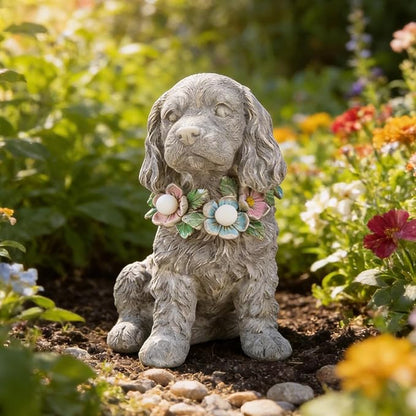 Garden Statue Dog Memorial Gifts - Yard Art Decoration with Solar LED Lights Waterproof Resin Garden Figurine Decor for Outdoor Patio Yard Lawn Ornament