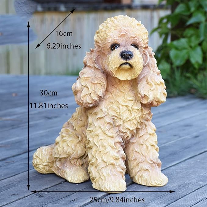 Garden Statues Outdoor Decor Balcony Figurine Outdoor Statues Courtyard Resin Decoration Outdoor Garden Simulation Animal Statue Living Room Corridor Dog Sculpture(25 * 16 * 30cm)