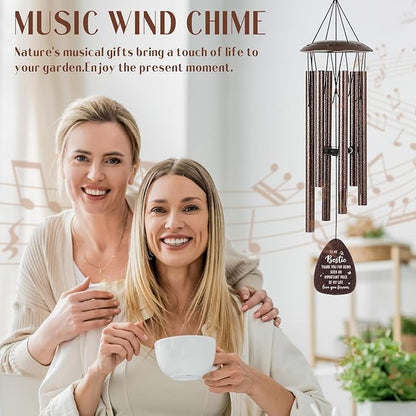 Bestie Gifts for Women - Metal Tree of Life Windchimes with Greeting Card Indoor Outdoor Garden Yard Patio Home Hanging Decor Graduation Birthday Friendship for Friends
