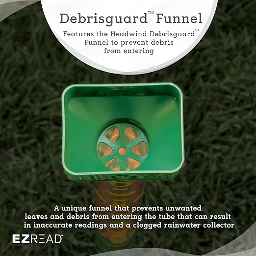 EZRead 21” Giant Professional Outdoor rain Gauge, USA Made Heavy Duty All Weather Freeze Proof Stake or mountable with Float, Green (820-1002)