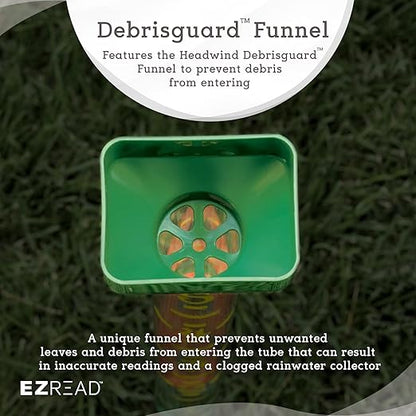 EZRead 21” Giant Professional Outdoor rain Gauge, USA Made Heavy Duty All Weather Freeze Proof Stake or mountable with Float, Green (820-1002)