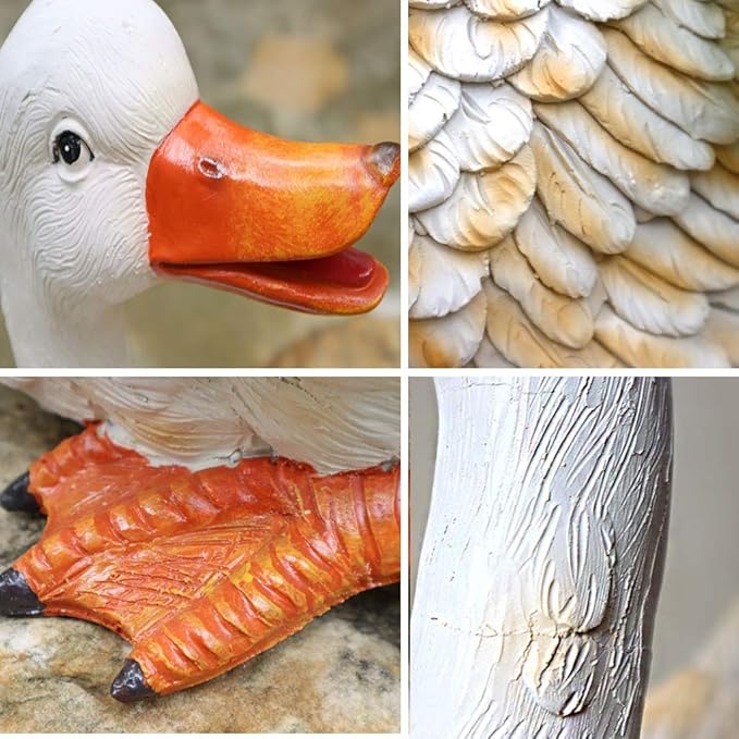 Garden Statues Outdoor Decor Balcony Figurine Outdoor Statues Outdoor Creative Duck Statue, Garden Lawn Floor Flower Stand Decoration, Garden Pond Animal Figurines, Unique Gift(31*24*45cm)