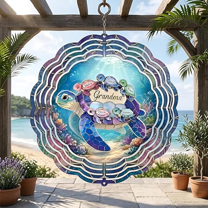 Personalized Mother's Day Wind Spinner for Mom Grandma, Mama Grandma Gifts Mothers Day Christmas, Floral Garden Decor Gift, Outdoor Yard Hanging Ornament 3
