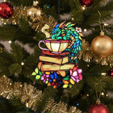 Book Dragon Handmade Artisan Resin Sun Catcher, Book Suncatchers for Window Hanging, Bookish Gifts for Readers Book Lovers Bookworm, Gift for Mother's Day, Women, Mom, Wife, Grandma