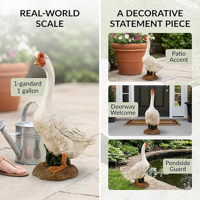 Porch Goose Statue Outdoor Decor for Garden, 20.67" Fairy Yard Figurines Home Sculptures for Lawn Patio Front Porch Backyard