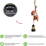 Solar Powered Hanging Monkey Figurine with LED Lantern Resin Climbing Baby Chimpanzee Vine Statue for Garden, Yard, Wall Decor – Waterproof, Durable & Adorable Outdoor Solar Light