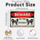 Beware Of The Dog Samoyed Sign Aluminum Metal Tin Signs Outdoor Yard Sign Warning Sign For Fence Yard Home Kitchen Farm Garden Wall Decor 8x12 Inch