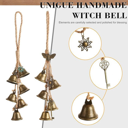 2 Pieces Witch Bells for Door Knob for Protection Handmade Decorative Door Hanging Bell Witch Wind Chimes for Boho Home Room Decor(Bees)