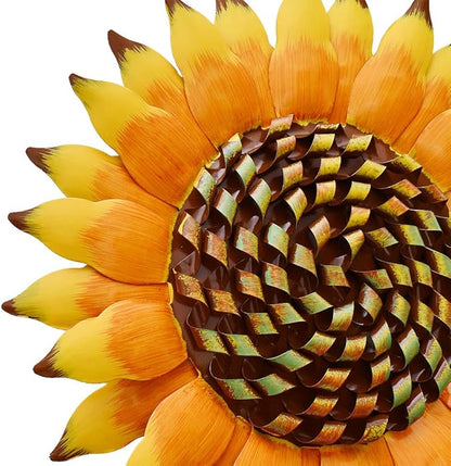 Kilipes Metal Sunflower Yard Stake with Crow Decor Flower Garden Stake Decorative Outdoor Decor for Patio Lawn Plant Pot (2)