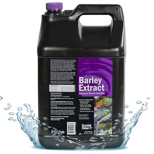 CrystalClear Barley Extract Pond Treatment – Natural Water Clarifier for Fountains, Water Gardens & Koi Ponds, Clears Cloudiness, Fish & Plant Safe, 2.5 Gallon