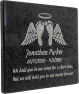 PlaqueMaker Black Granite Memorial Headstone Or Garden Memorial for Lost Infant or Child - Include You Personalized Text. Can be Used as a Sympathy Gift, Garden Stone or Grave Maker (6 x 8 x 0.4)
