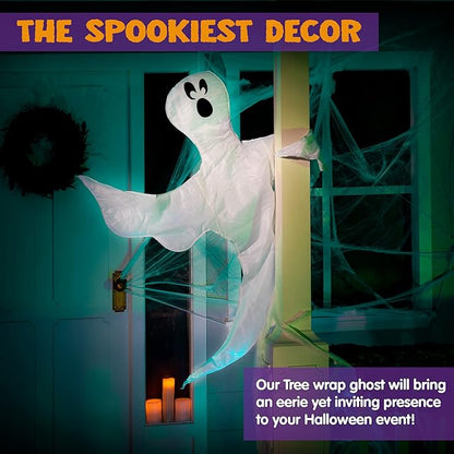 JOYIN Halloween Tree Wrap Ghost Decoration Outdoor, Cute Ghost Design Decorations for Halloween Lawn, Tree, Party Supplies