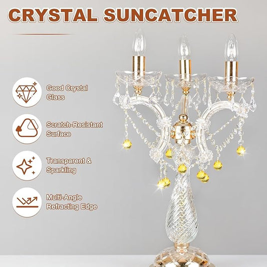 M METERXITY 20-Pack Crystal Ball Prisms, 24mm/0.94 Inch Chandelier Pendant Maker Hanging Crystals Chandelier Prisms for Home/Windows/Garden/DIY Decoration[Yellow]