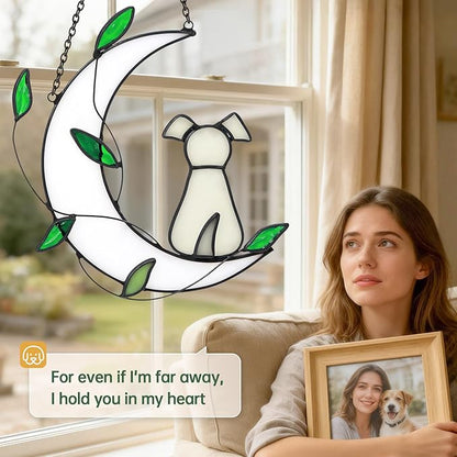 Stained Glass Window Hanging Suncatcher, IDEA SHOW Dog Memorial Gifts for Loss of Dog Sympathy Remembrance Suncatcher, Handcrafted Dog Memorial Gift for Lover Dog Loss Pet Bereavement
