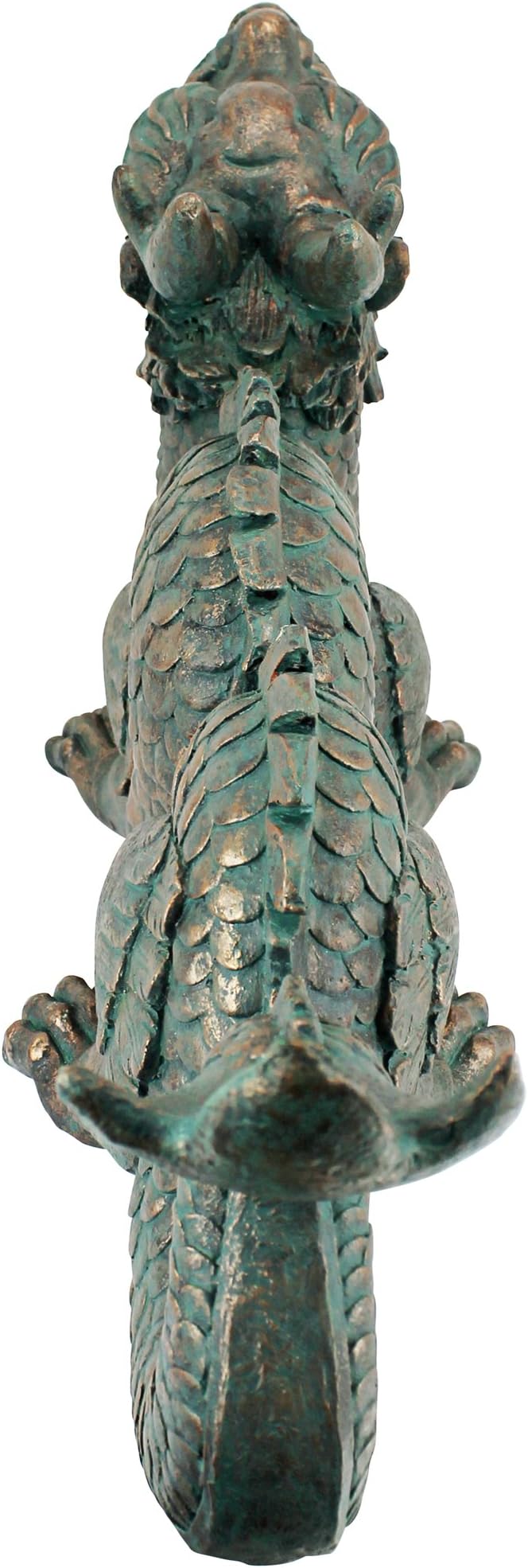 Design Toscano Asian Dragon of the Great Wall Garden Statue, Large 29 Inch Long, Cast Stone Resin, Green Bronze Verdigris Finish