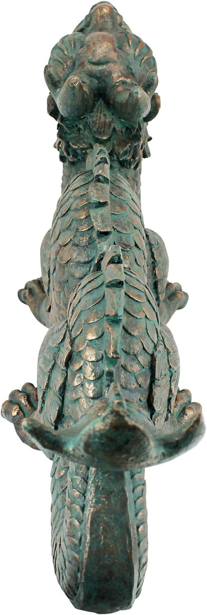 Design Toscano Asian Dragon of the Great Wall Garden Statue, Large 29 Inch Long, Cast Stone Resin, Green Bronze Verdigris Finish