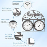 17Inch Large Outdoor Clock,Waterproof Wall Clock with Thermometer,Weatherproof Non-Ticking Quartz Battery Operated Decor Clock for Patio,Garden,Pool,Porch,House Warming Gifts