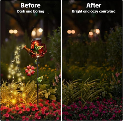 SRNPMIU Solar Watering Can Light, Yard Outdoor Decor Lights, IP65 Waterproof, Hanging Hummingbird Garden Light, Outside Garden Flower Bed Decor, Women Gift, Birthday Gifts