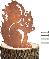 Rusty Squirrel Garden Ornament, Rusty Squirrel Silhouette to Screw in Wood, Metal Garden Decoration, Metal Garden Decor, Fence Topper, Gift Idea for Garden or Wildlife Loverent