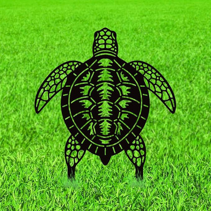 WADORN Sea Turtle Metal Decorative Garden Stakes, Black Turtles Outdoor Statues Silhouette Funny Turtle Lover Gifts Stakes Ornaments for All Season Home Yard Art Garden Patio Backyard Lawn Decoration