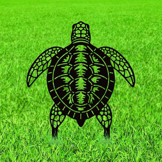 WADORN Sea Turtle Metal Decorative Garden Stakes, Black Turtles Outdoor Statues Silhouette Funny Turtle Lover Gifts Stakes Ornaments for All Season Home Yard Art Garden Patio Backyard Lawn Decoration