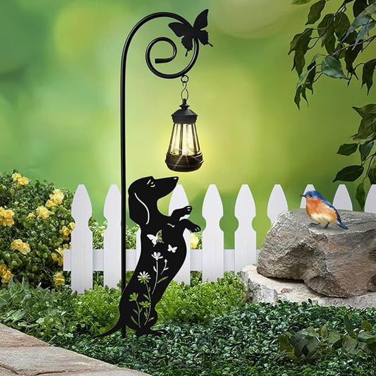 Dog Solar Lights Outdoor Decoration,Dachshund Gifts for Women,Solar Lantern Silhouette Animal for Yard,Pathway,Lawn Ornament Garden Stakes