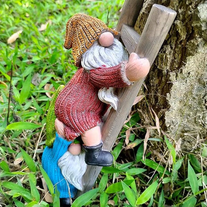 Climbing Gnomes Tree Faces Decor Outdoor for Yard - Cute Gnome Garden Statue Art Resin Dwarf Sculpture for Yard Outdoor Decoration Ornaments