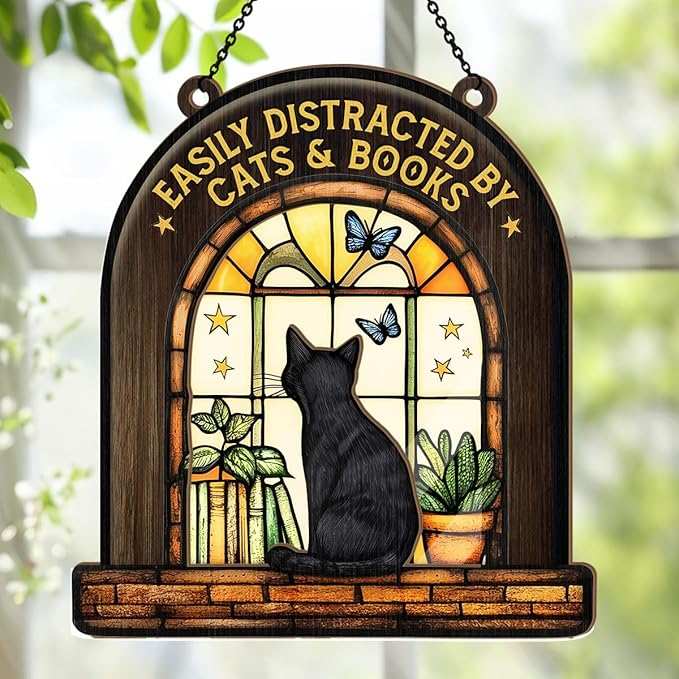 Jesuspirit - Window Hanging Suncatcher – Crystal Clear Acrylic & Wood Sun Catcher for Home Decor, for Women (Your Book Nook, 8 Inches)