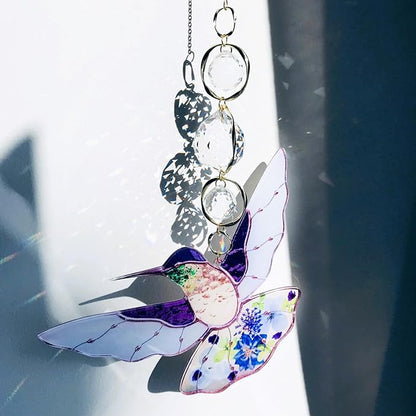 Purple Acrylic Hummingbird Flowers Garden Suncatcher Window Hanging Crystal Prism Rainbow Maker Sun Catcher Ornaments Appreciation Thank You Gifts for Mom Grandma Sister Home Decor