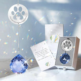 Mooncraftlogy Dog Memorial Gifts, Unique Loss of Pet Sympathy Idea, Navy Blue Crystal Ball Rainbow Suncatcher with Paw Print for Cat or Dog Remembrance and Bereavement